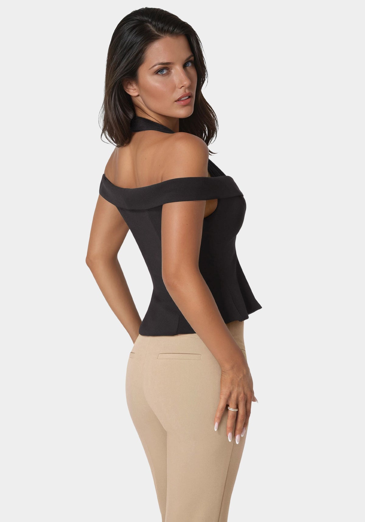 Bebe Off-Shoulder Halter Top