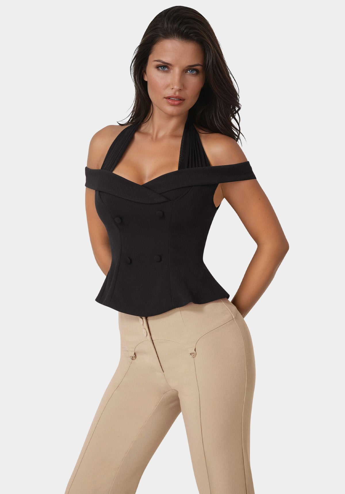 Bebe Off-Shoulder Halter Top