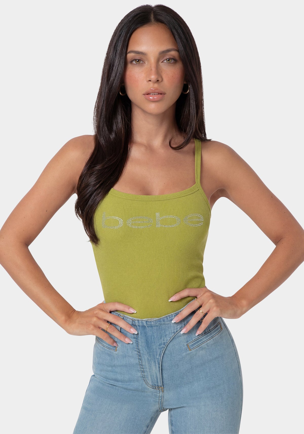 Bebe Logo Racerback Rib Tank