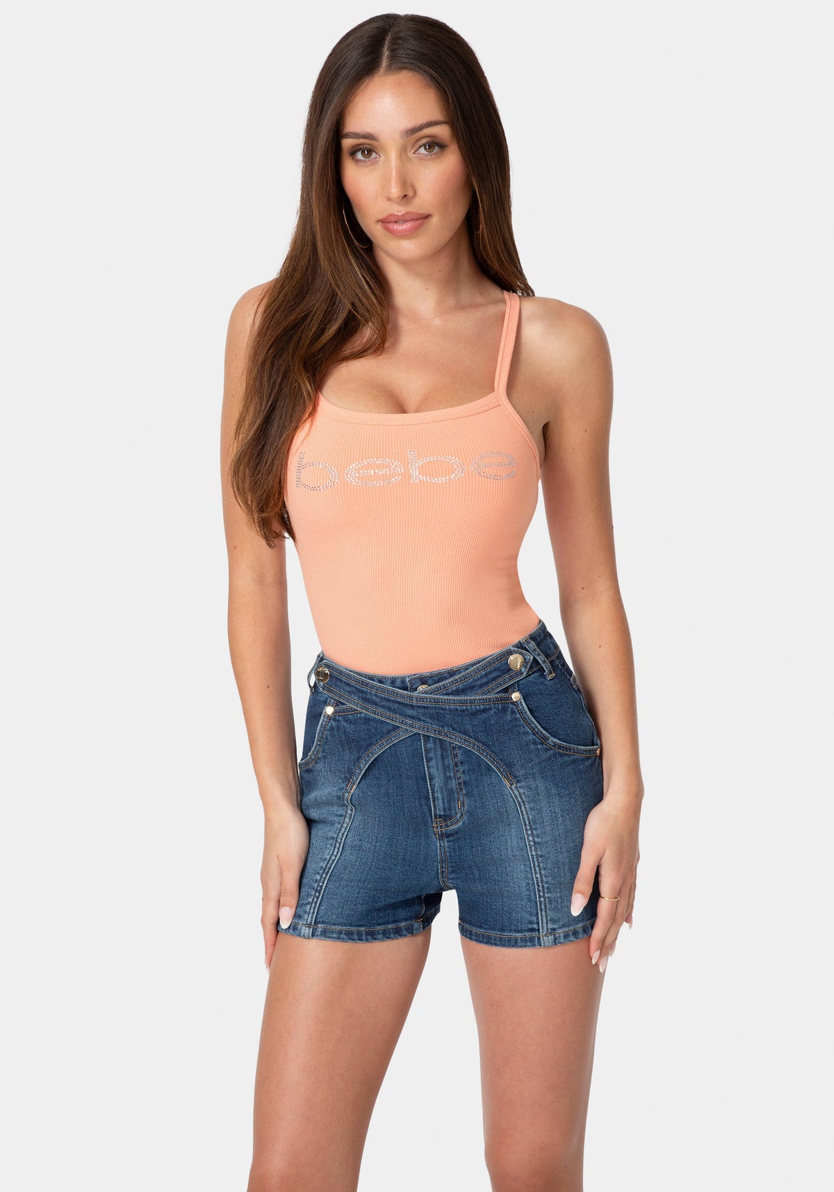 Bebe Logo Racerback Rib Tank