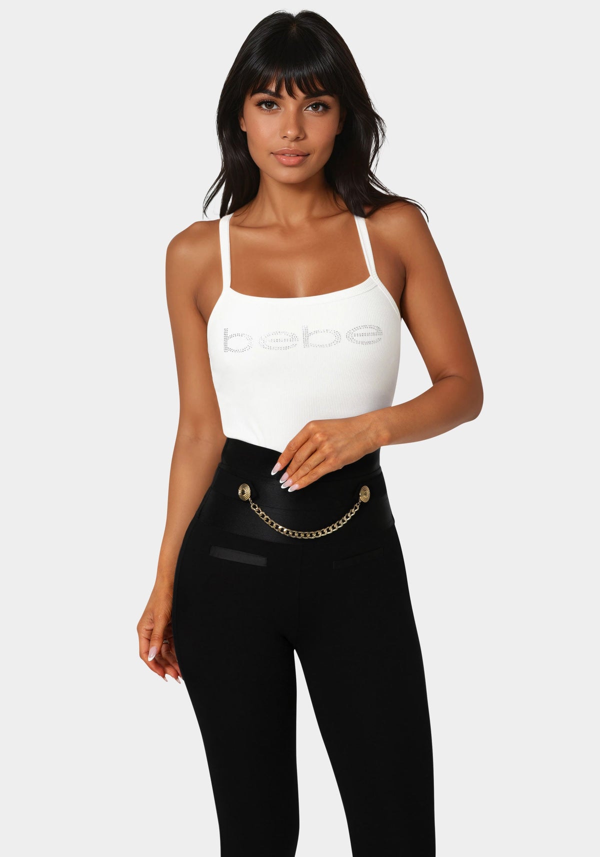 Bebe Logo Racerback Rib Tank