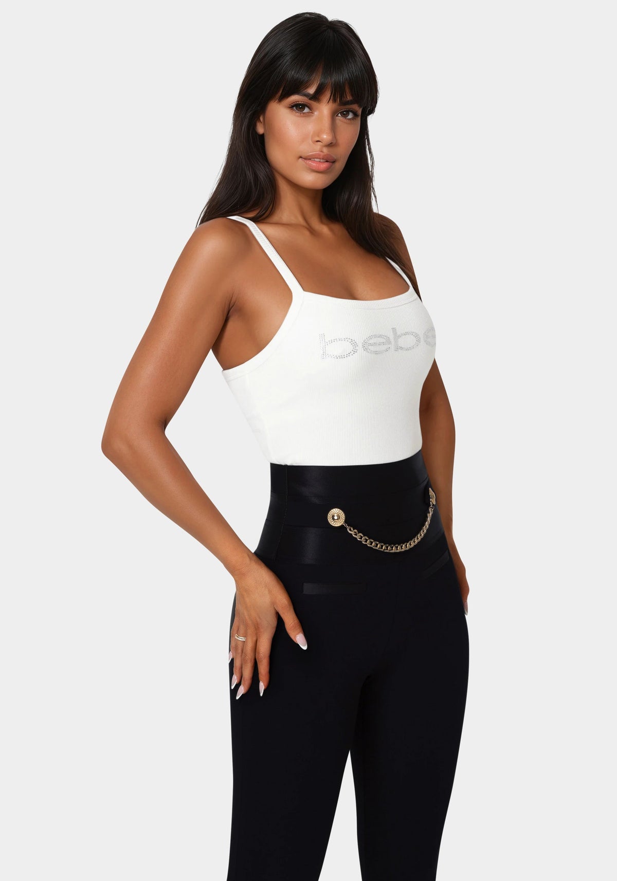 Bebe Logo Racerback Rib Tank