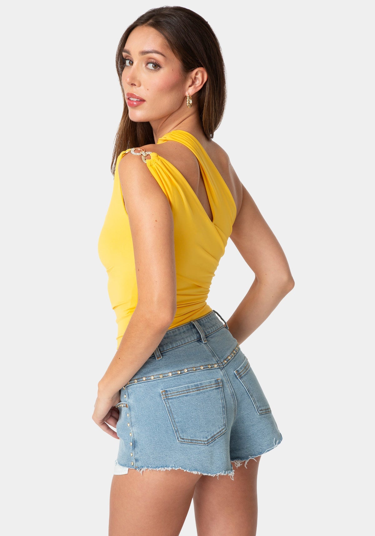 Bebe One-Shoulder Twisted Top