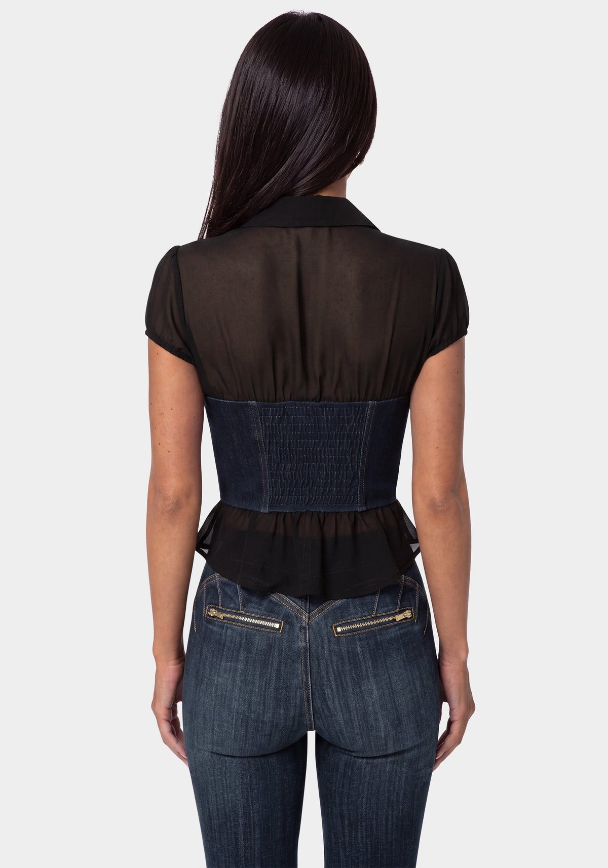 Fitted Denim Bustier Top