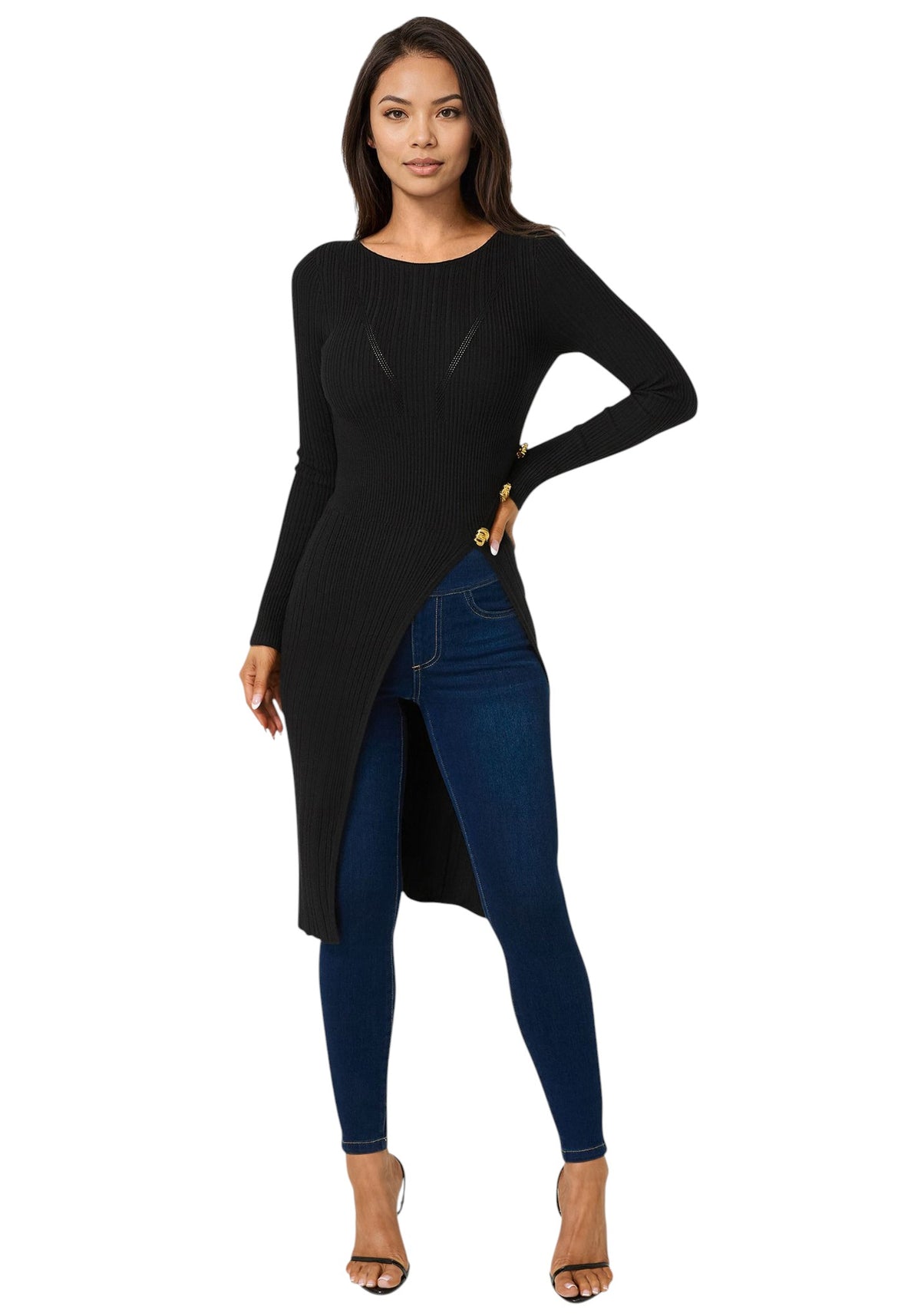 Bebe Long Body Side Slit Sweater