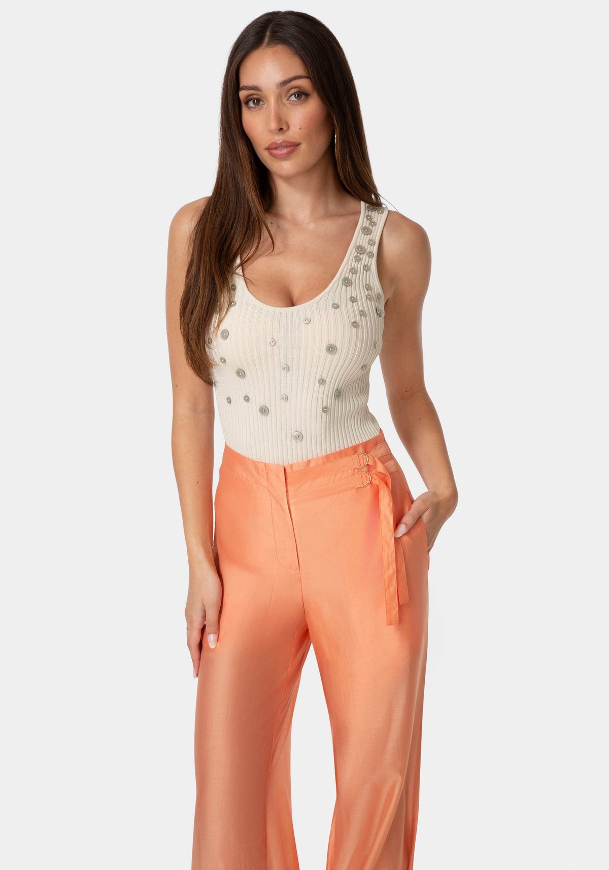 Bebe Shell-Look Button Knit Top