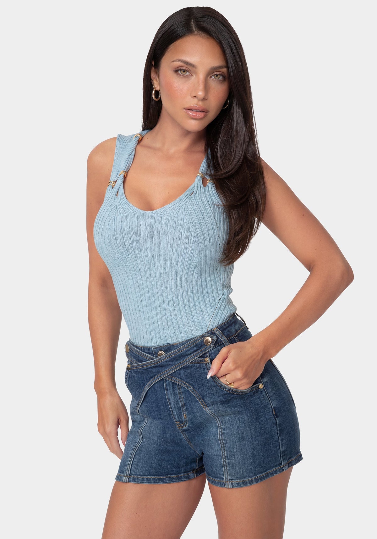 Bebe Twisted Strap Knit Top