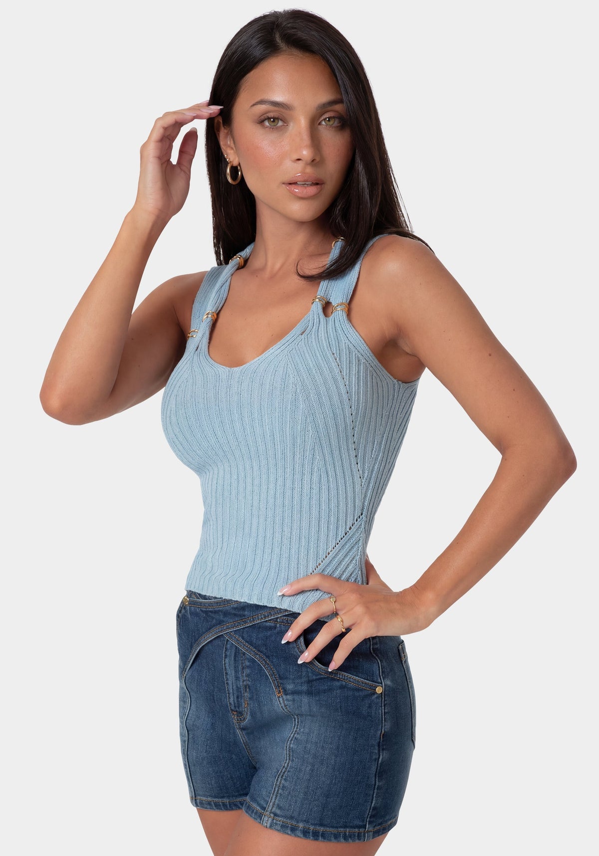 Bebe Twisted Strap Knit Top
