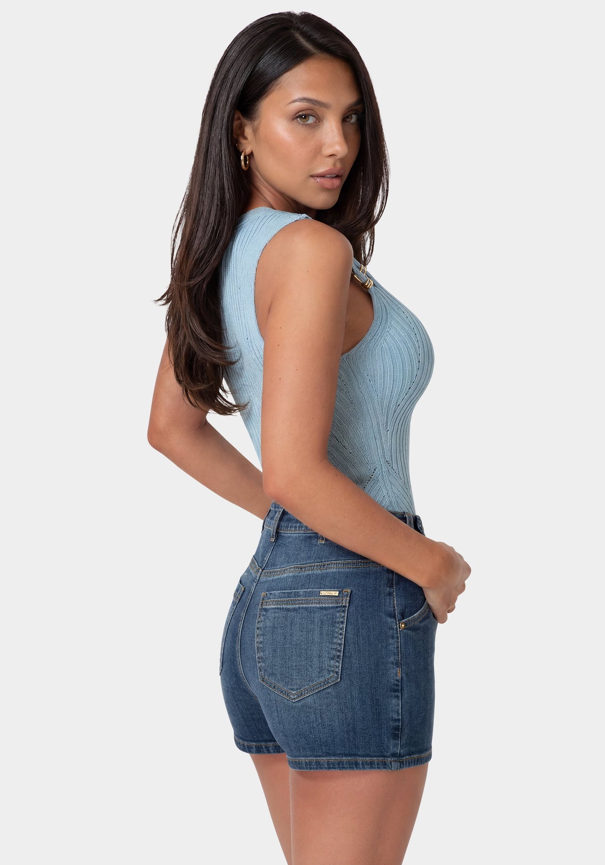 Bebe Twisted Strap Knit Top