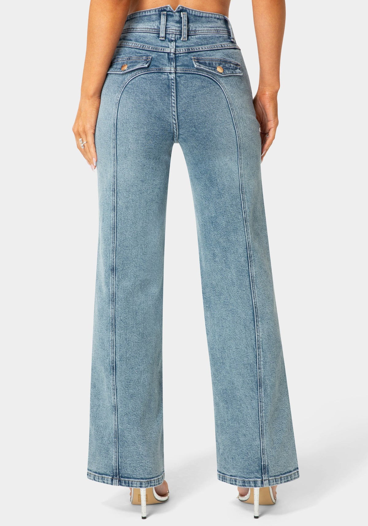 Bebe Embellished Wide-Leg Jeans