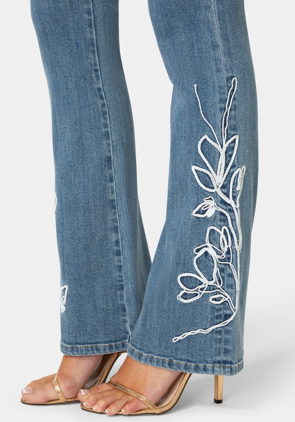 Bebe Embroidered Straight-Leg Jeans
