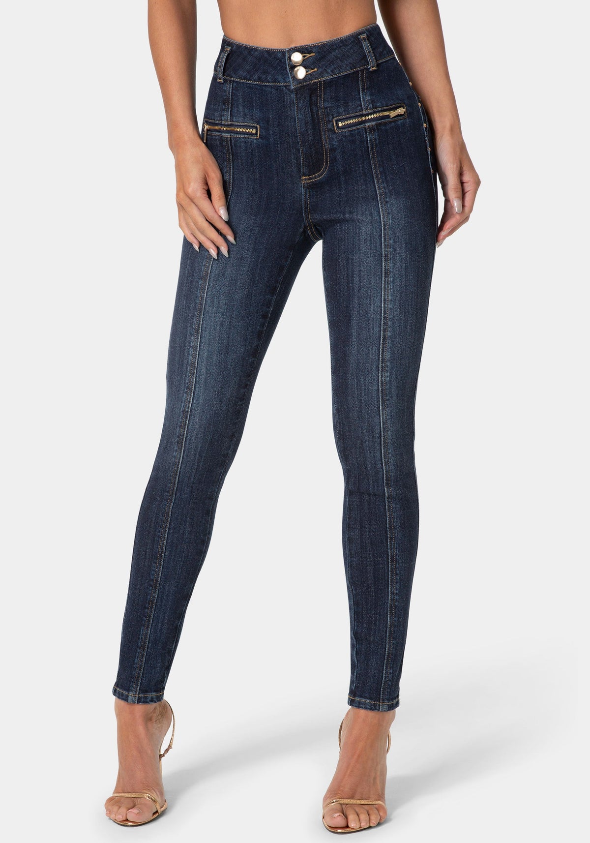 Skinny Zipper Detail Jeans