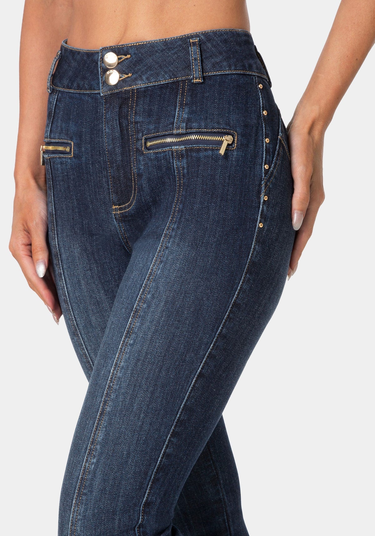 Skinny Zipper Detail Jeans