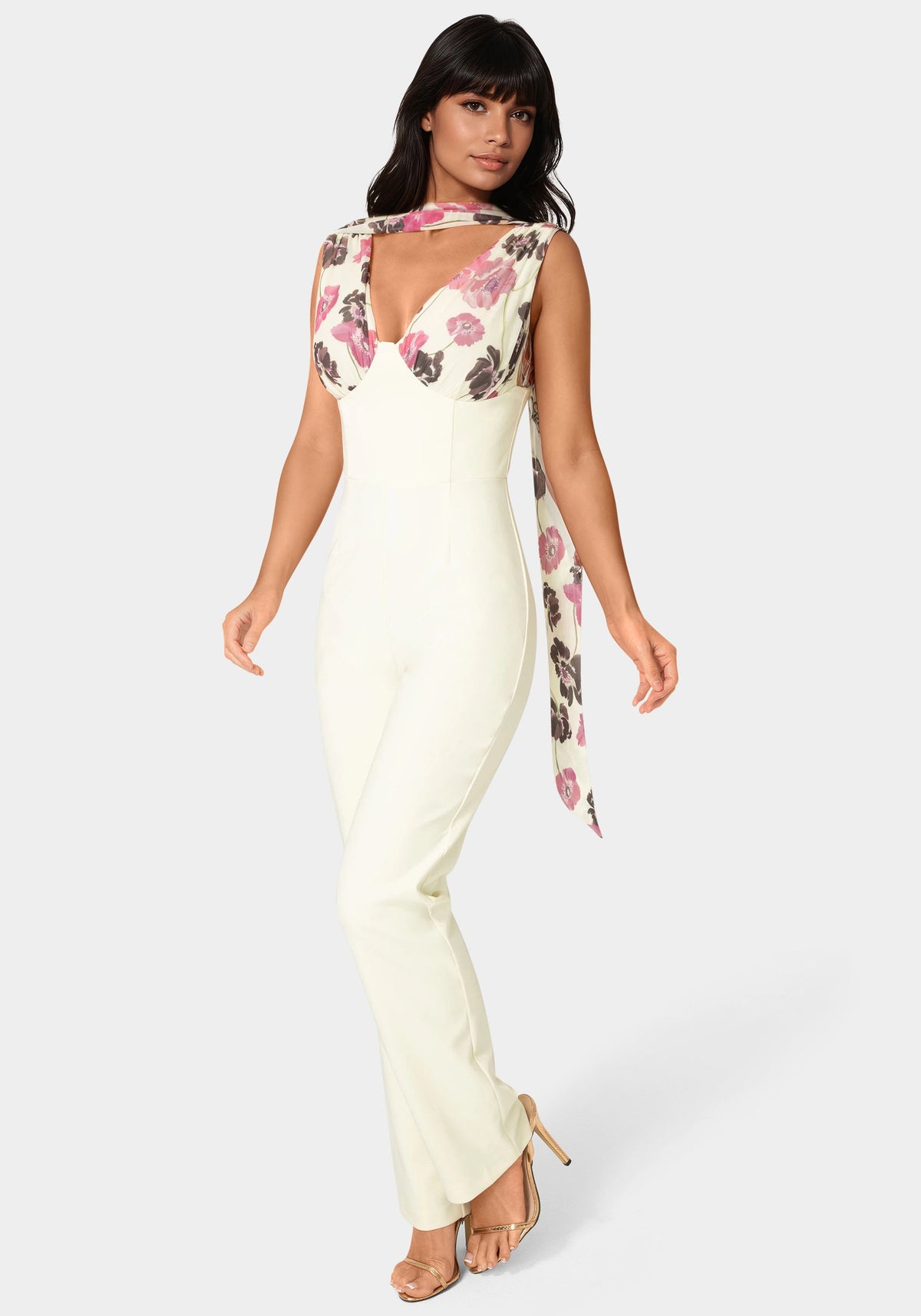 Bebe Scarf-Detailed Wide-Leg Jumpsuit