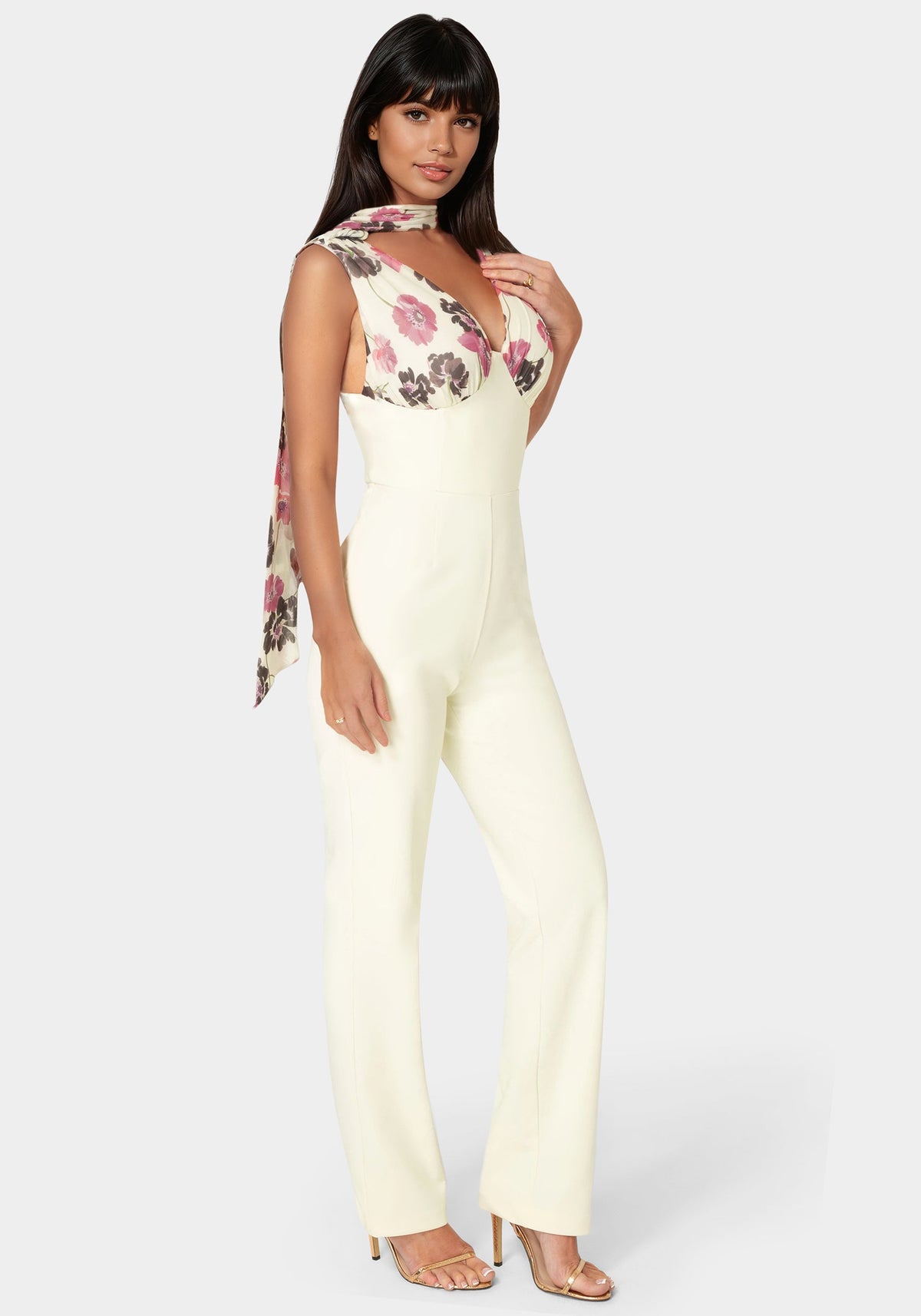 Bebe Scarf-Detailed Wide-Leg Jumpsuit