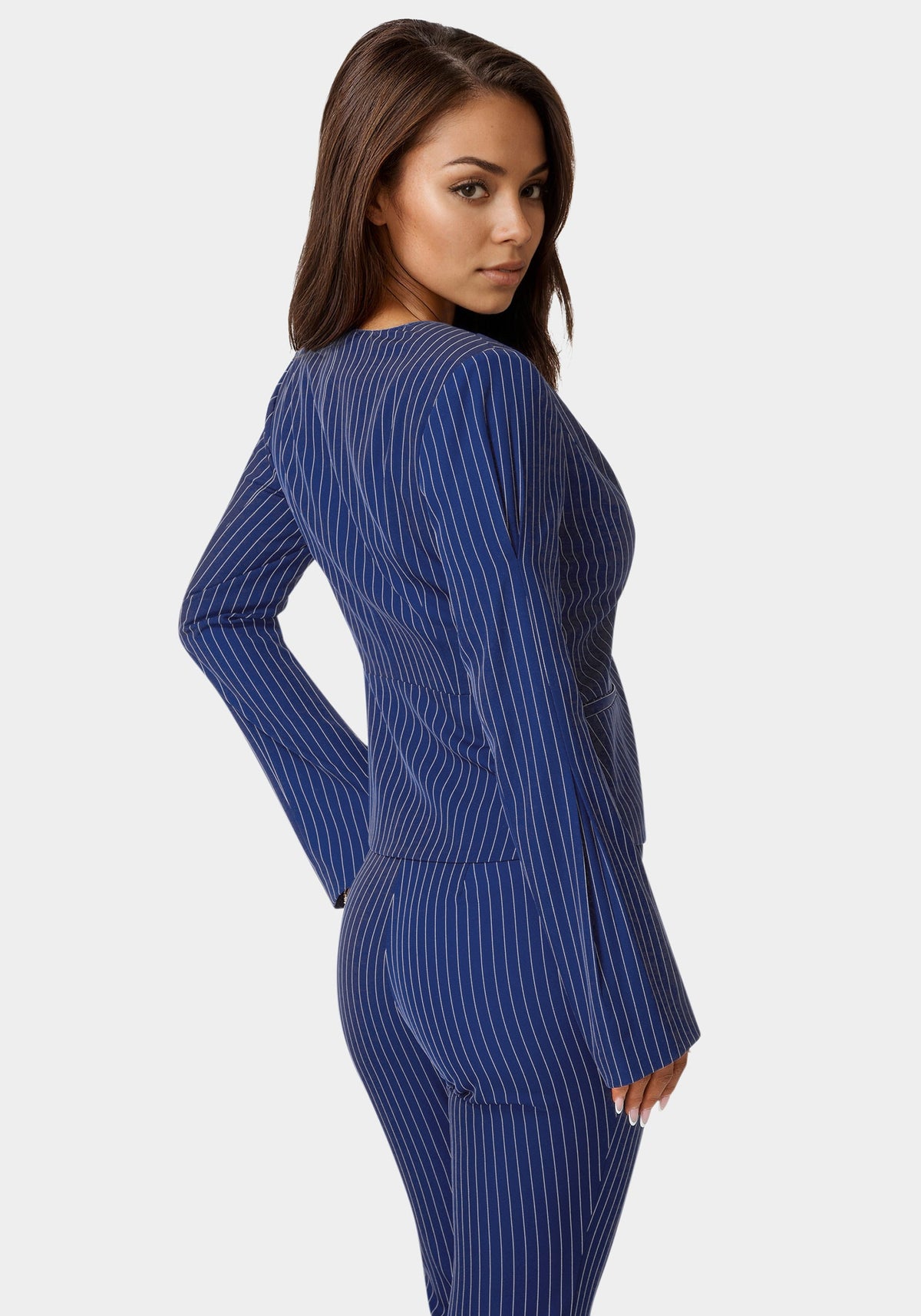 Bebe Tailored Stripe Scarf Blazer