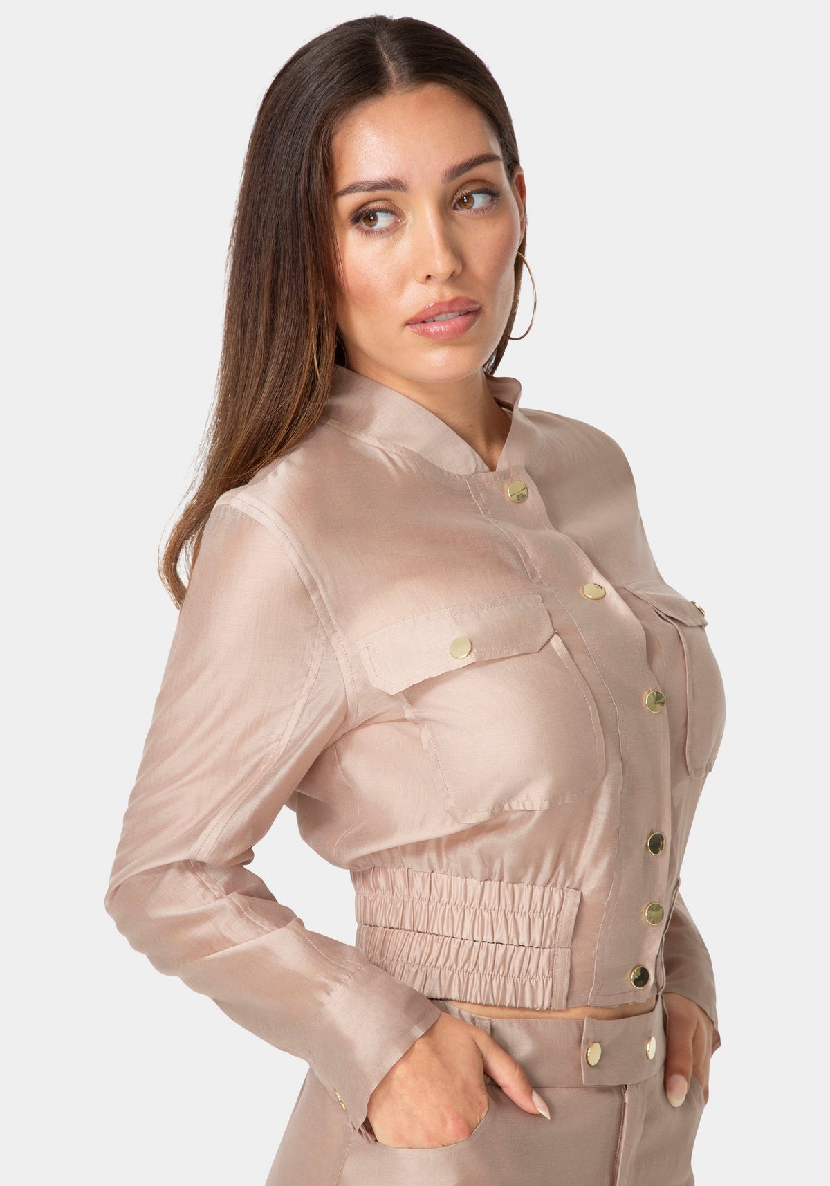 Bebe Light Sheer Voile Bomber