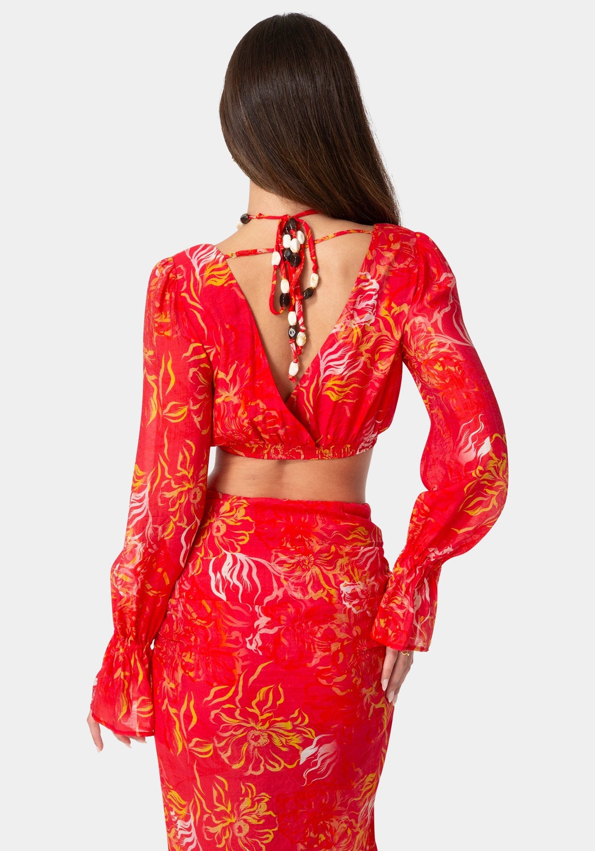 Bebe Beaded Belt Flowy Blouse