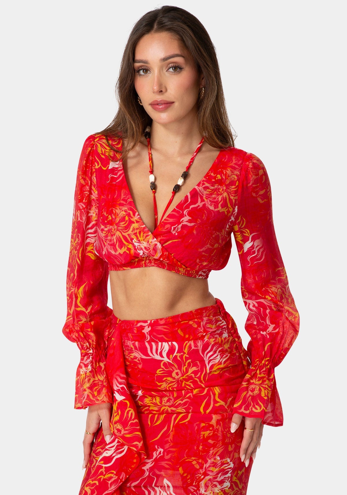 Bebe Beaded Belt Flowy Blouse