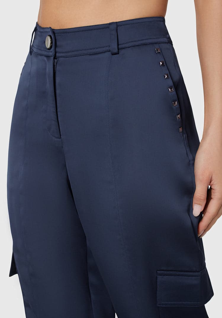 Bebe Natural Waist Stud Detail Satin Jogger Pant