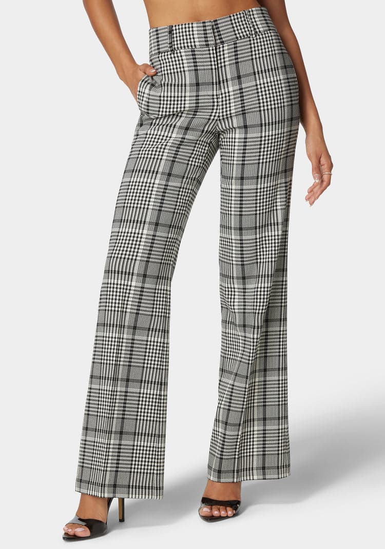Bebe High Waist Belted Novelty Wide Leg Pant