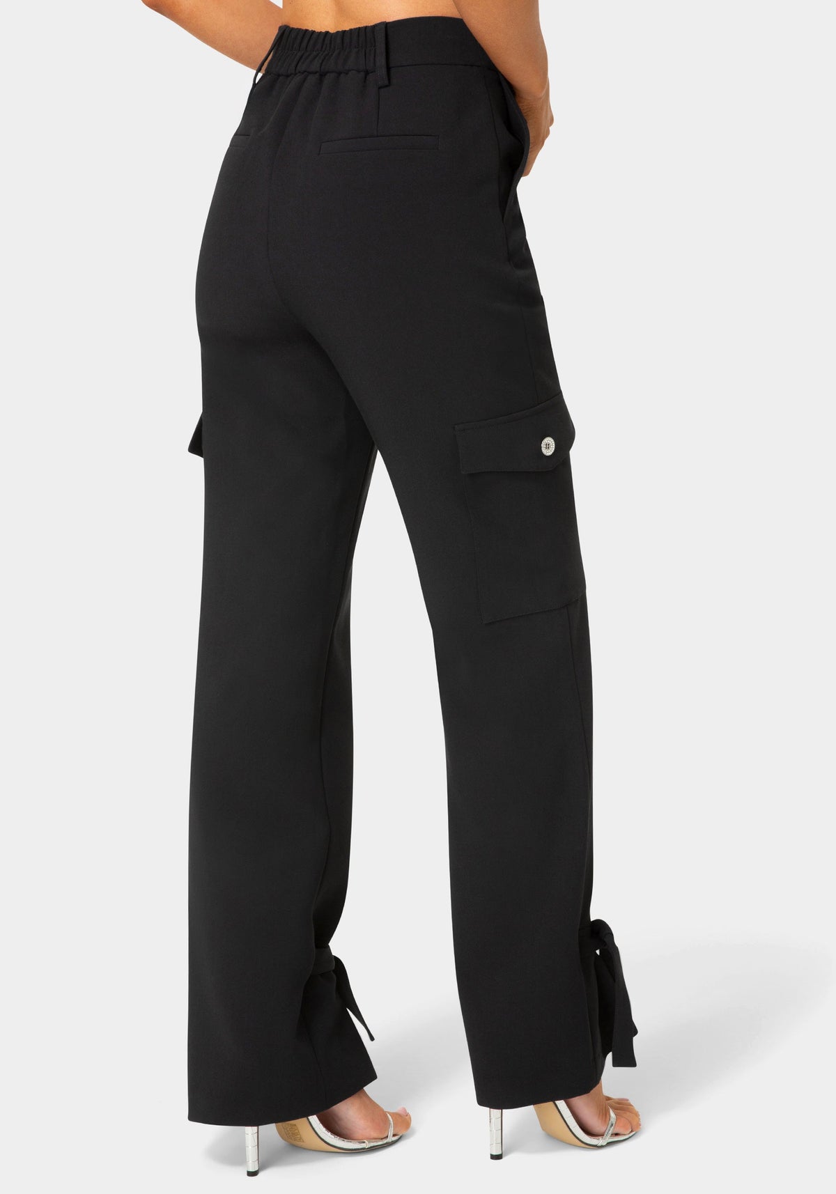 Bebe High-Waist Tie Detail Cargo Joggers