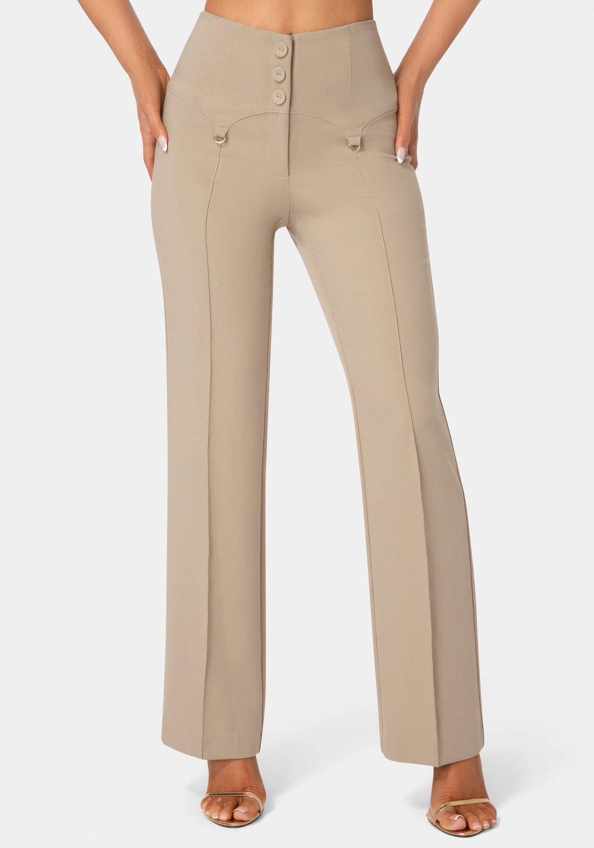Bebe High-Waist Corset Illusion Straight-Leg Trousers
