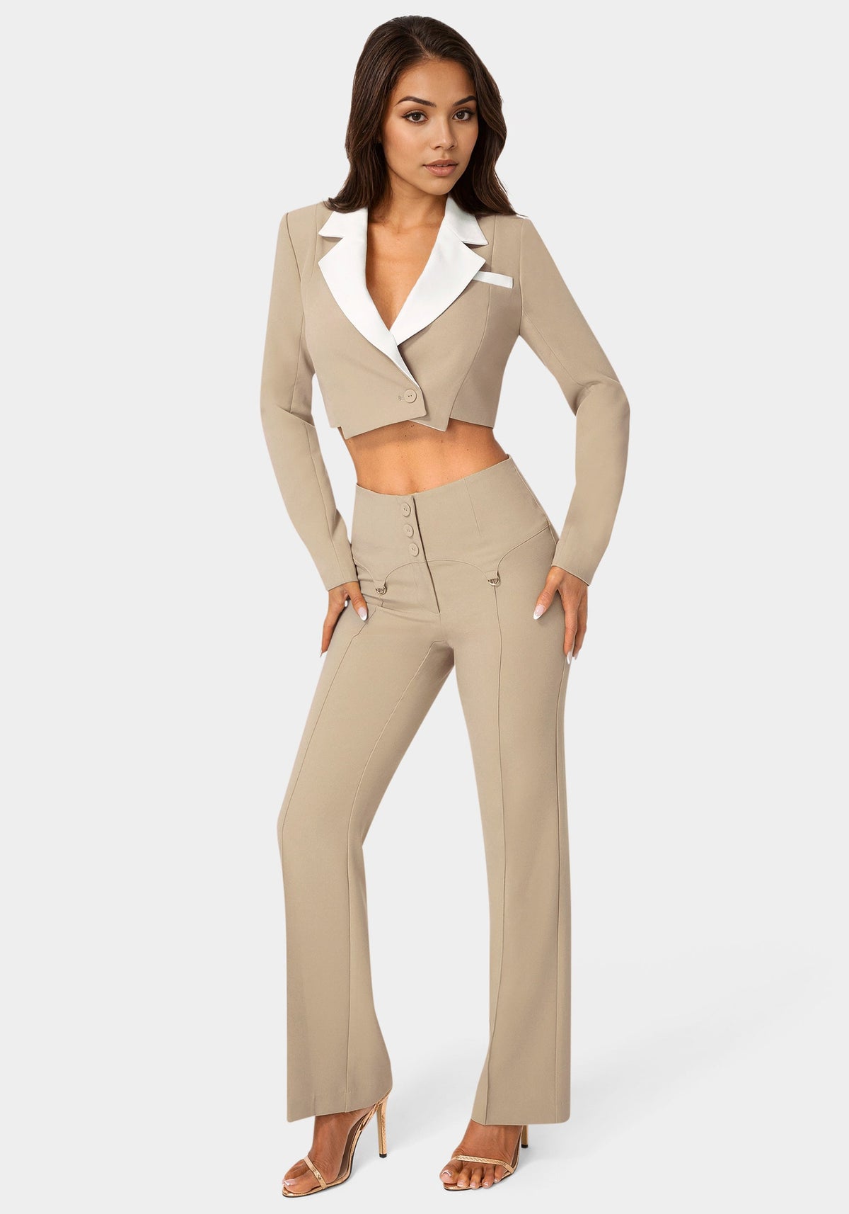 Bebe High-Waist Corset Illusion Straight-Leg Trousers