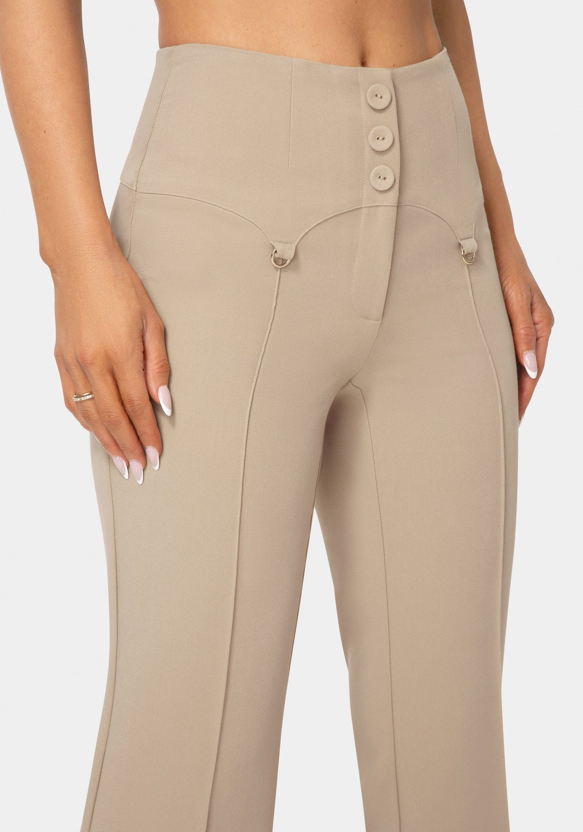 Bebe High-Waist Corset Illusion Straight-Leg Trousers