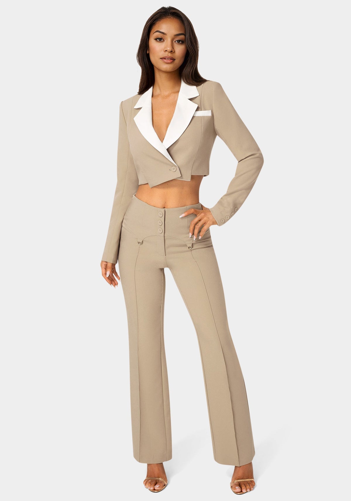 Bebe High-Waist Corset Illusion Straight-Leg Trousers