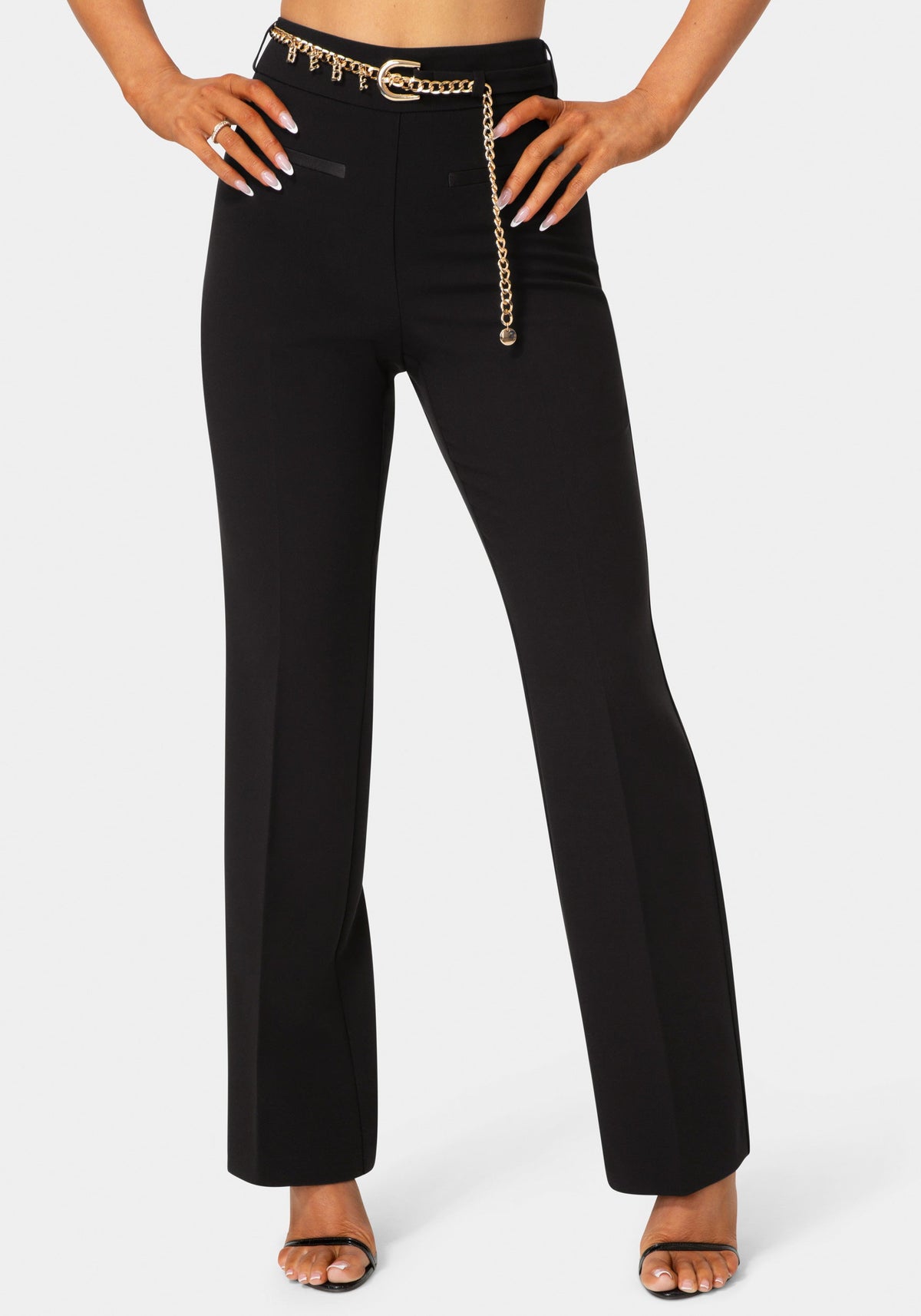 Bebe High-Waist Straight-Leg Trousers