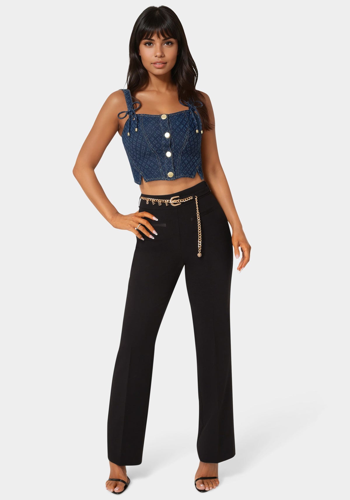 Bebe High-Waist Straight-Leg Trousers