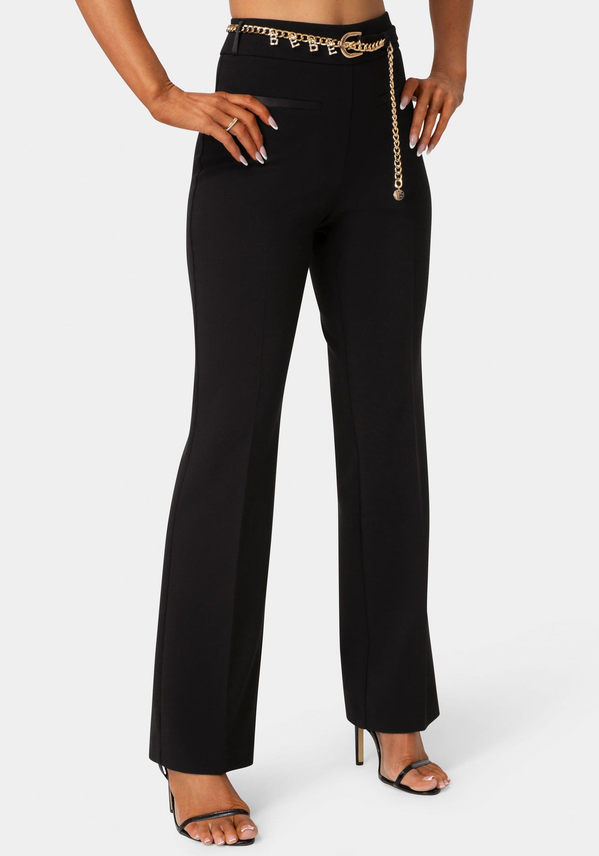 Bebe High-Waist Straight-Leg Trousers
