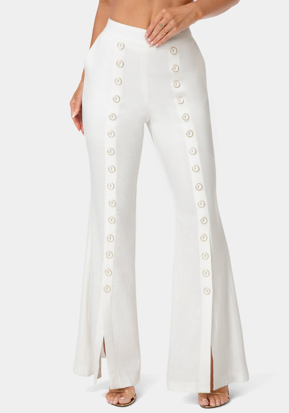 Bebe Linen Mini Flare-Leg Trousers