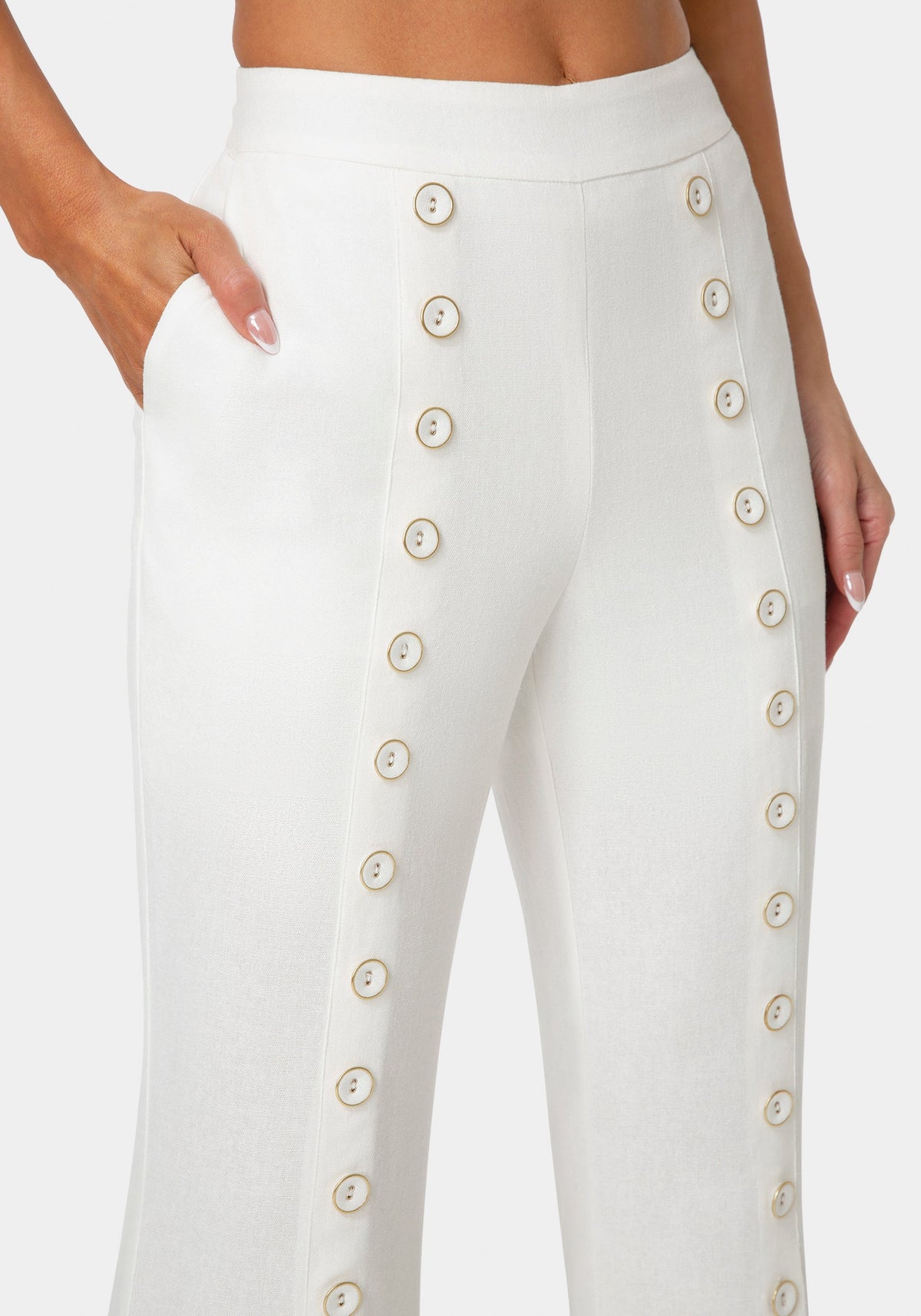 Bebe Linen Mini Flare-Leg Trousers