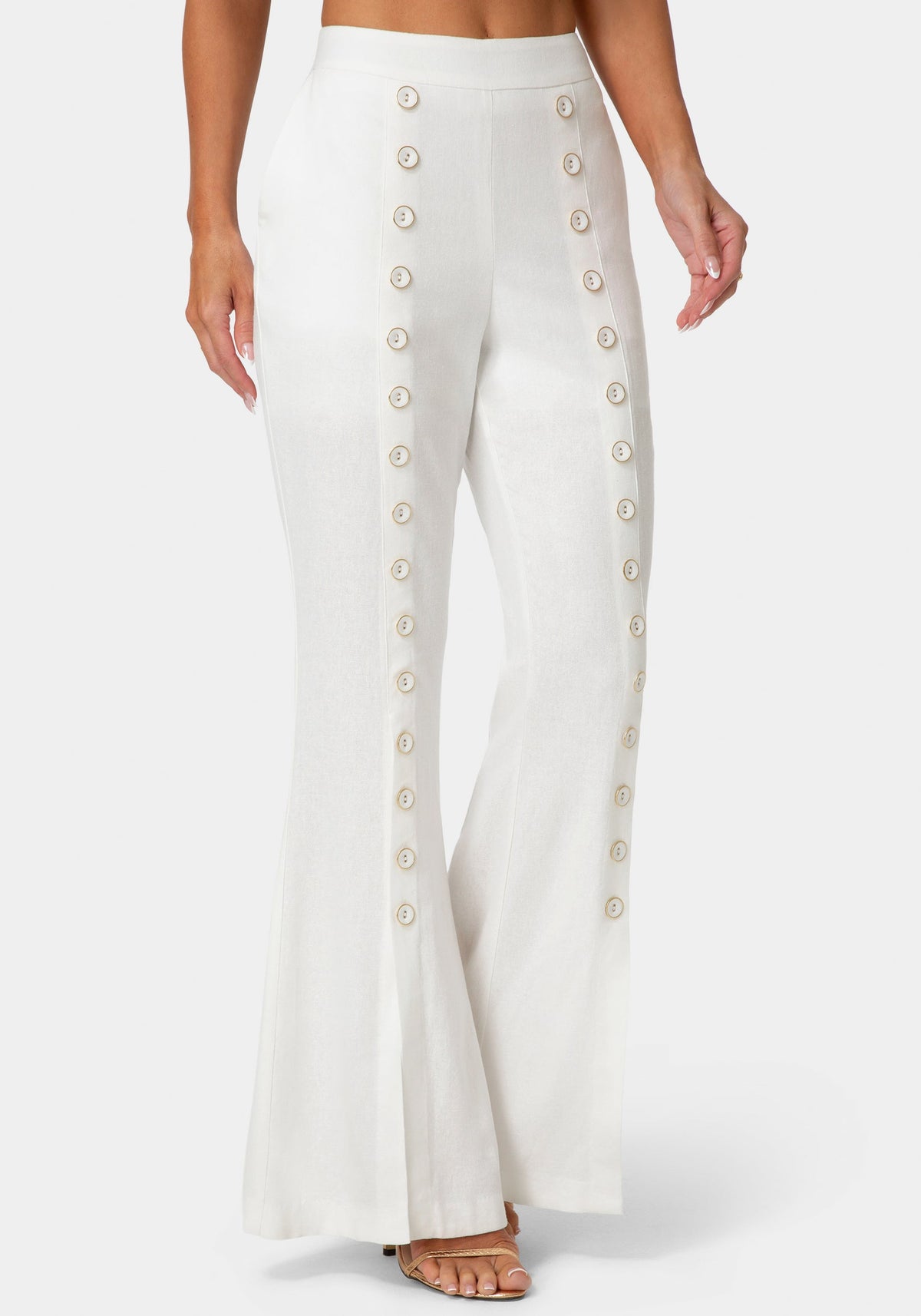 Bebe Linen Mini Flare-Leg Trousers