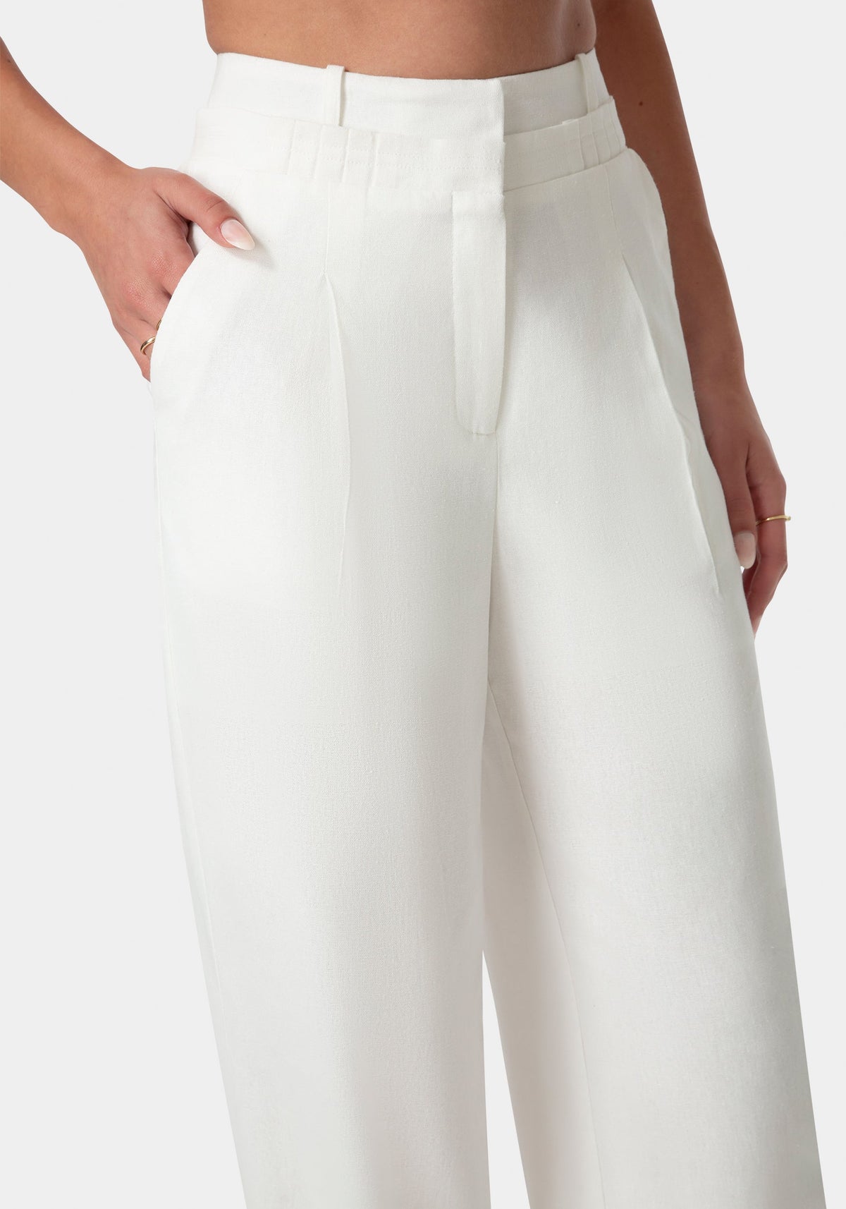 Bebe Pleated Linen Wide-Leg Trousers