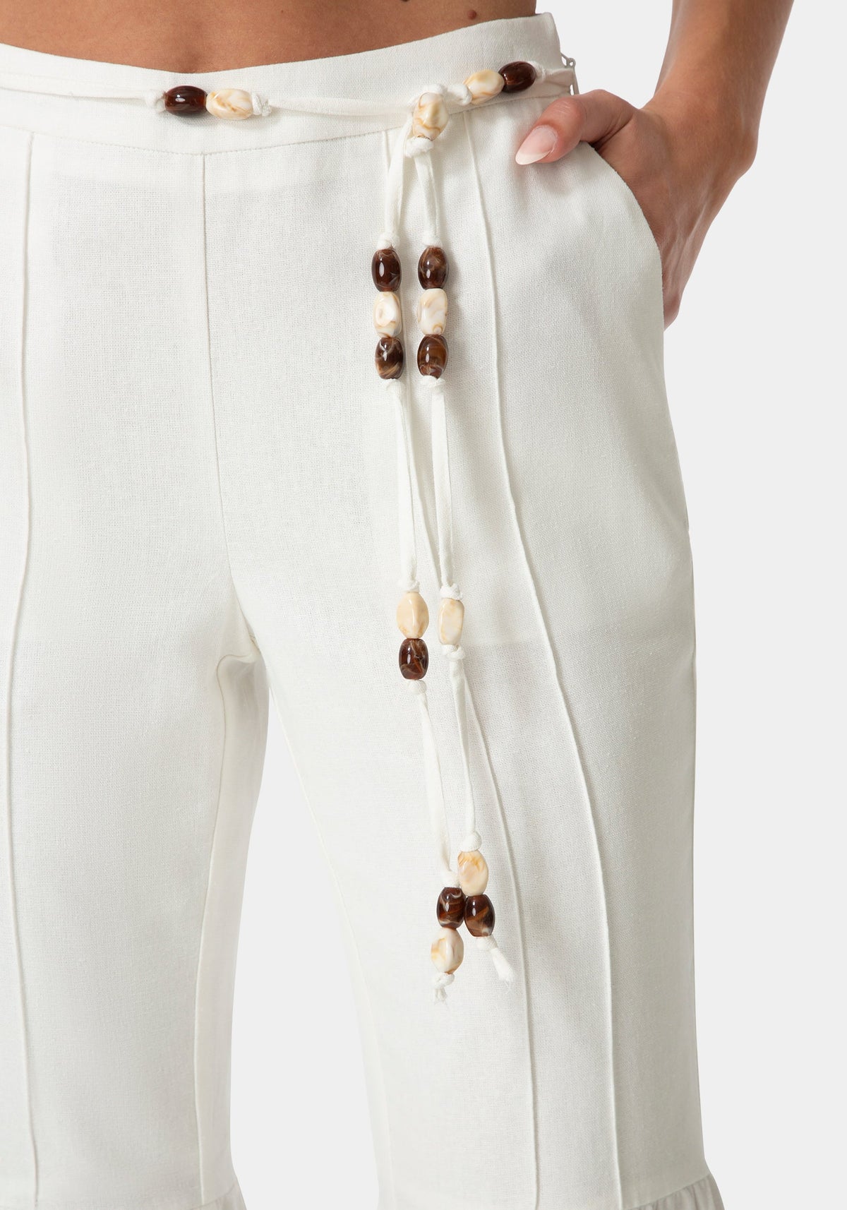 Bebe Linen Bell-Bottom Trousers