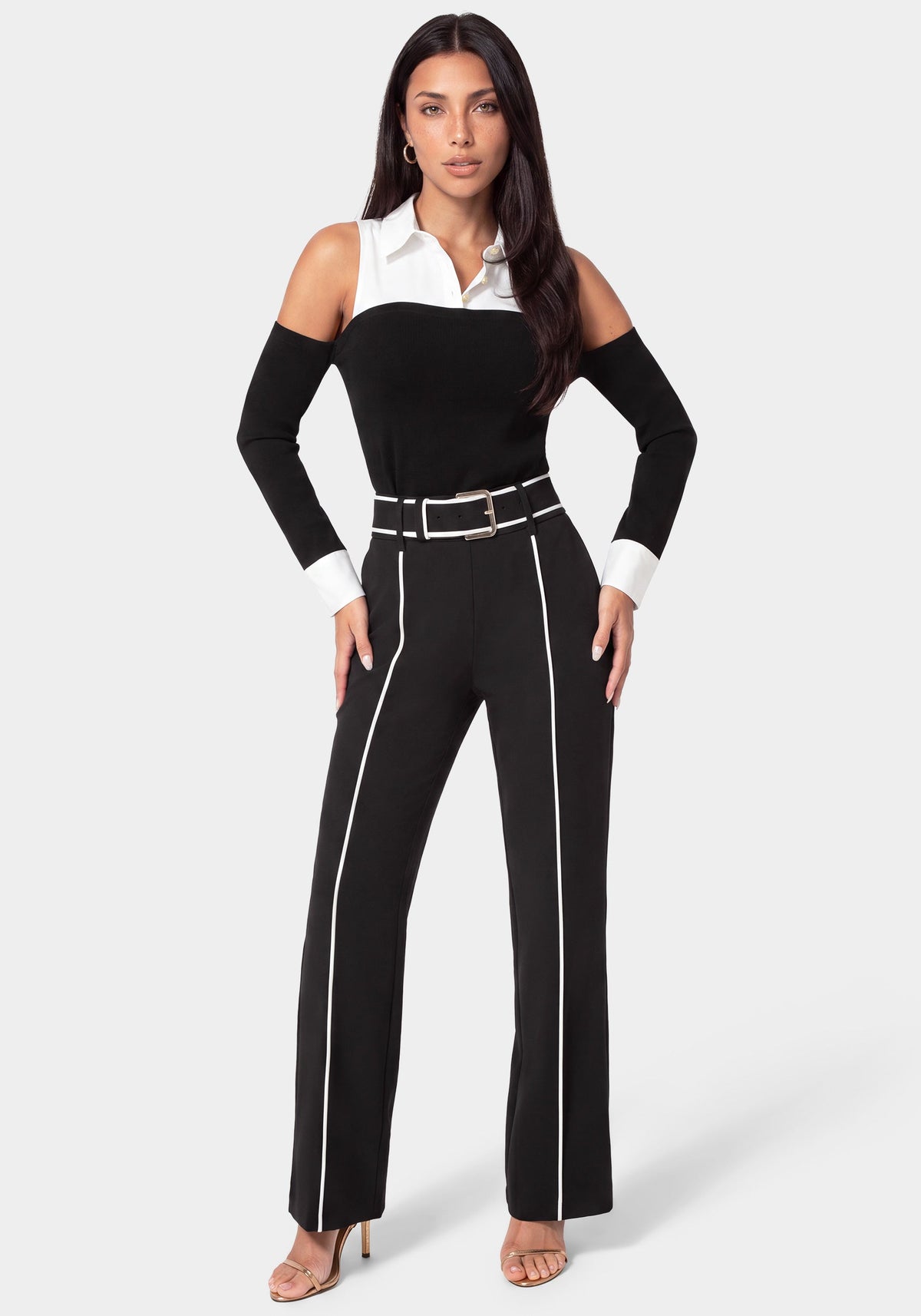 Tailored High Waist Straight Leg Pants