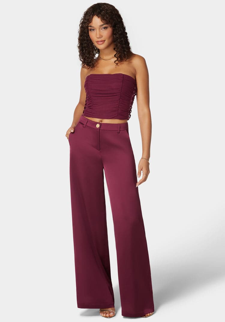 Bebe Rushed Mesh Combo Satin Corset