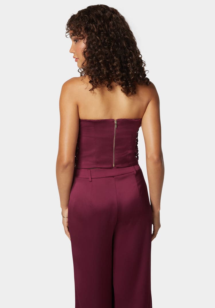 Bebe Rushed Mesh Combo Satin Corset