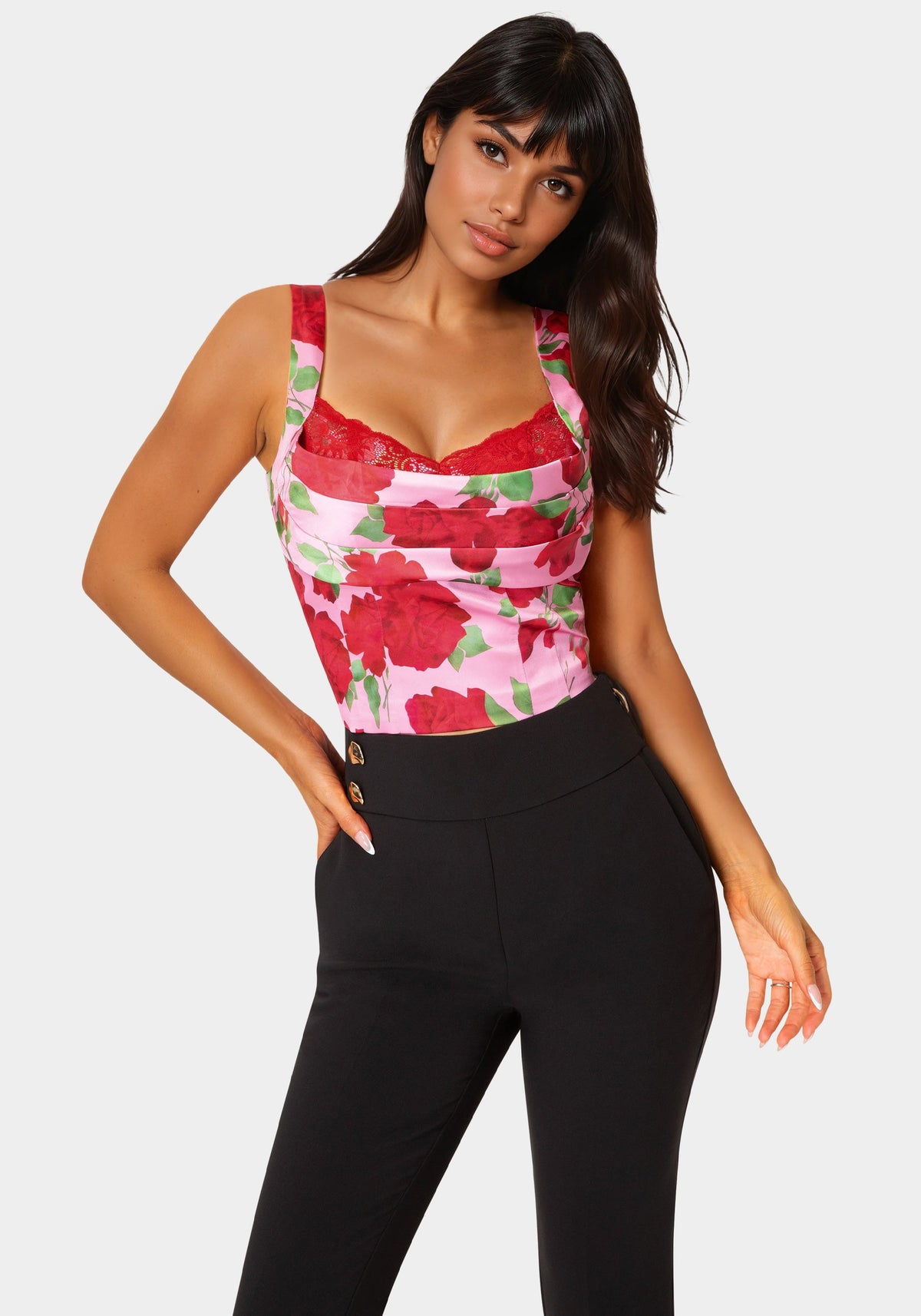 Bebe Front Drape Corset Top