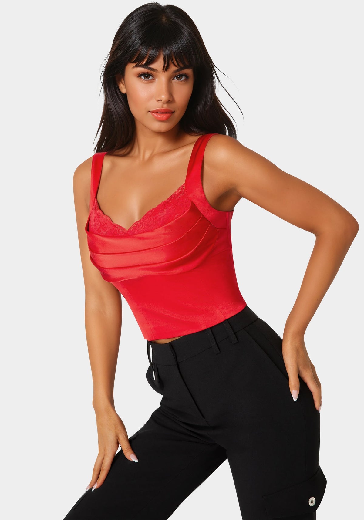 Bebe Front Drape Corset Top