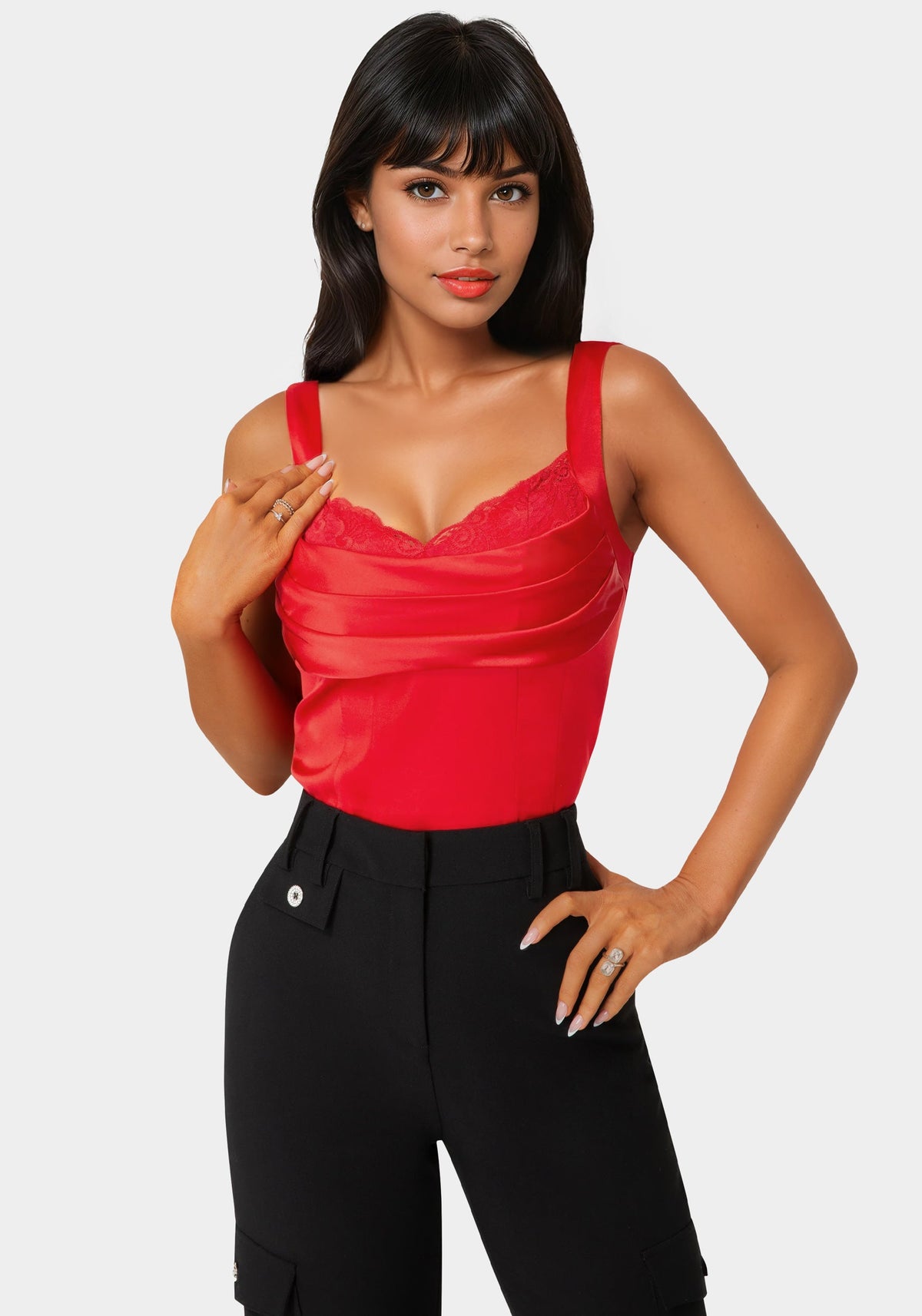 Bebe Front Drape Corset Top