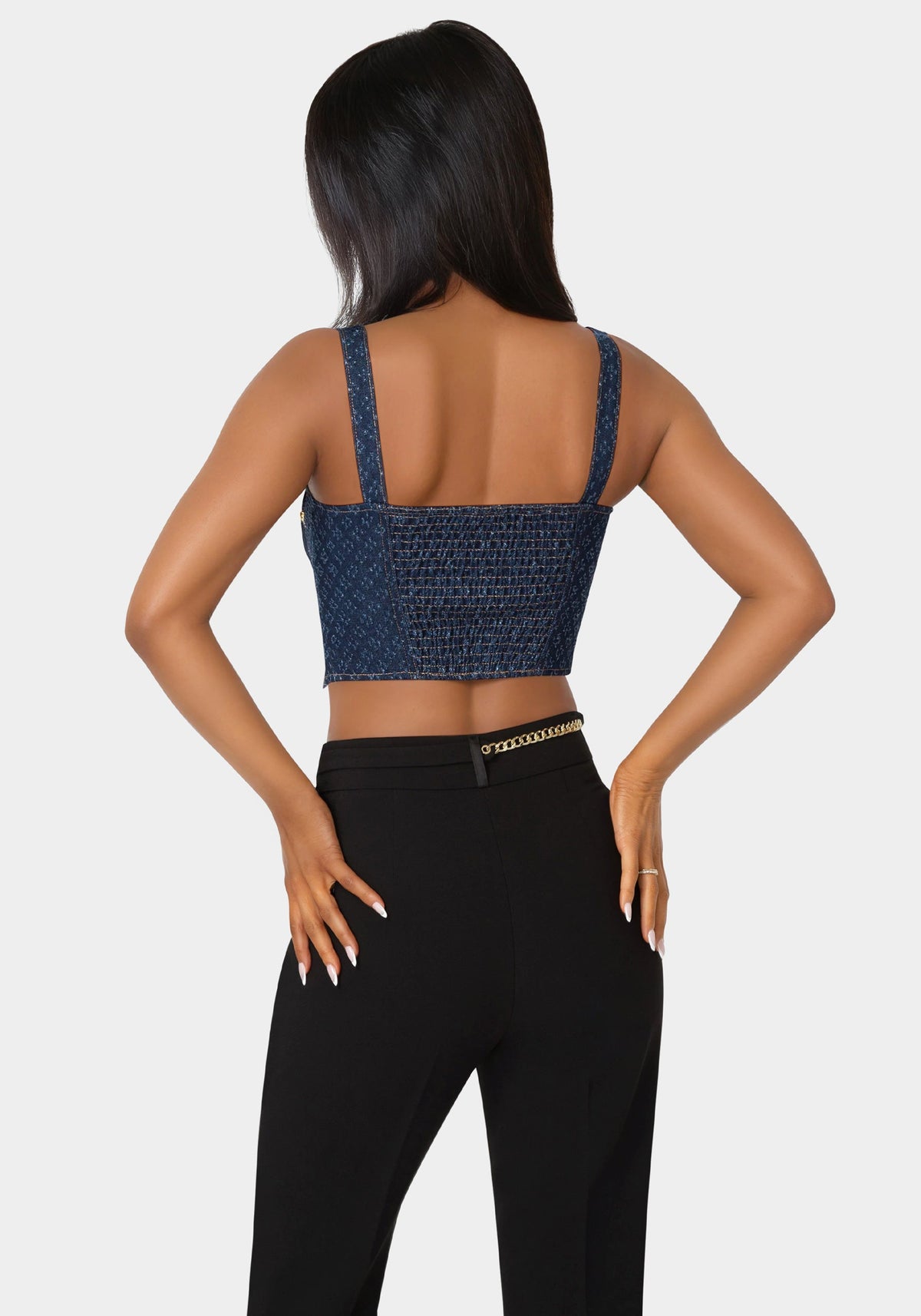 Bebe Textured Denim Bustier