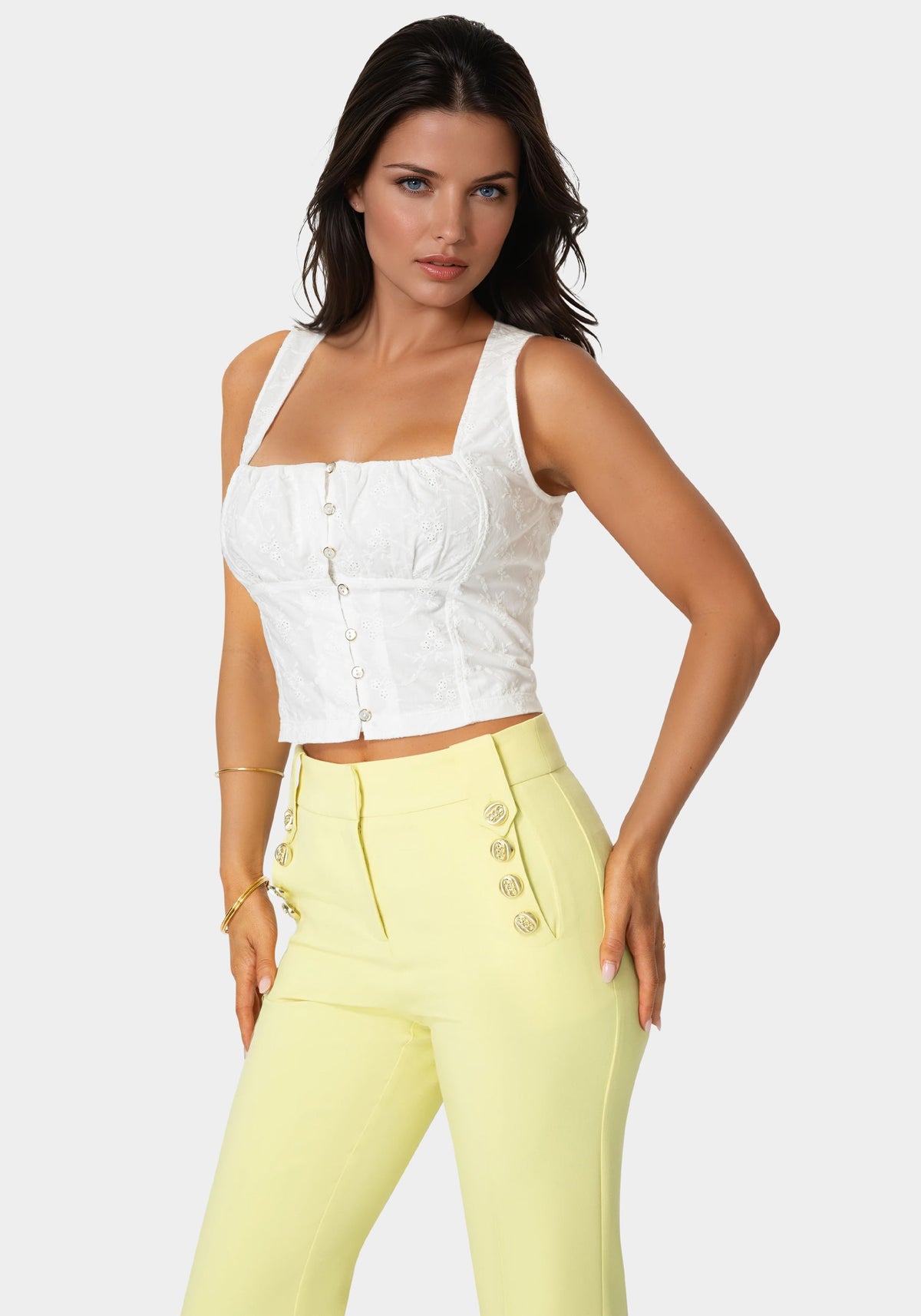 Bebe Eyelet Fitted Top