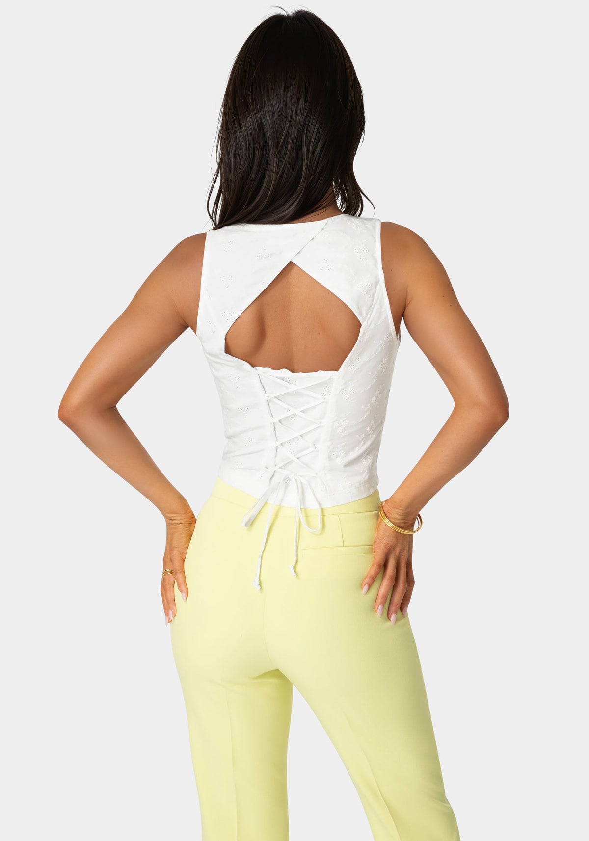 Bebe Eyelet Fitted Top