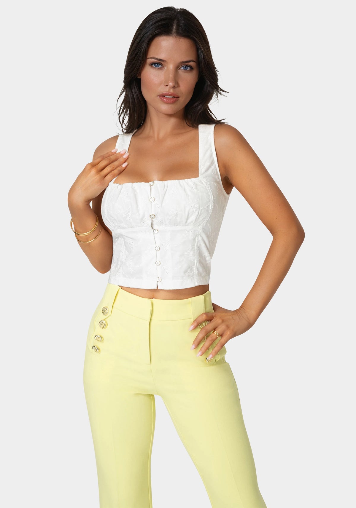 Bebe Eyelet Fitted Top