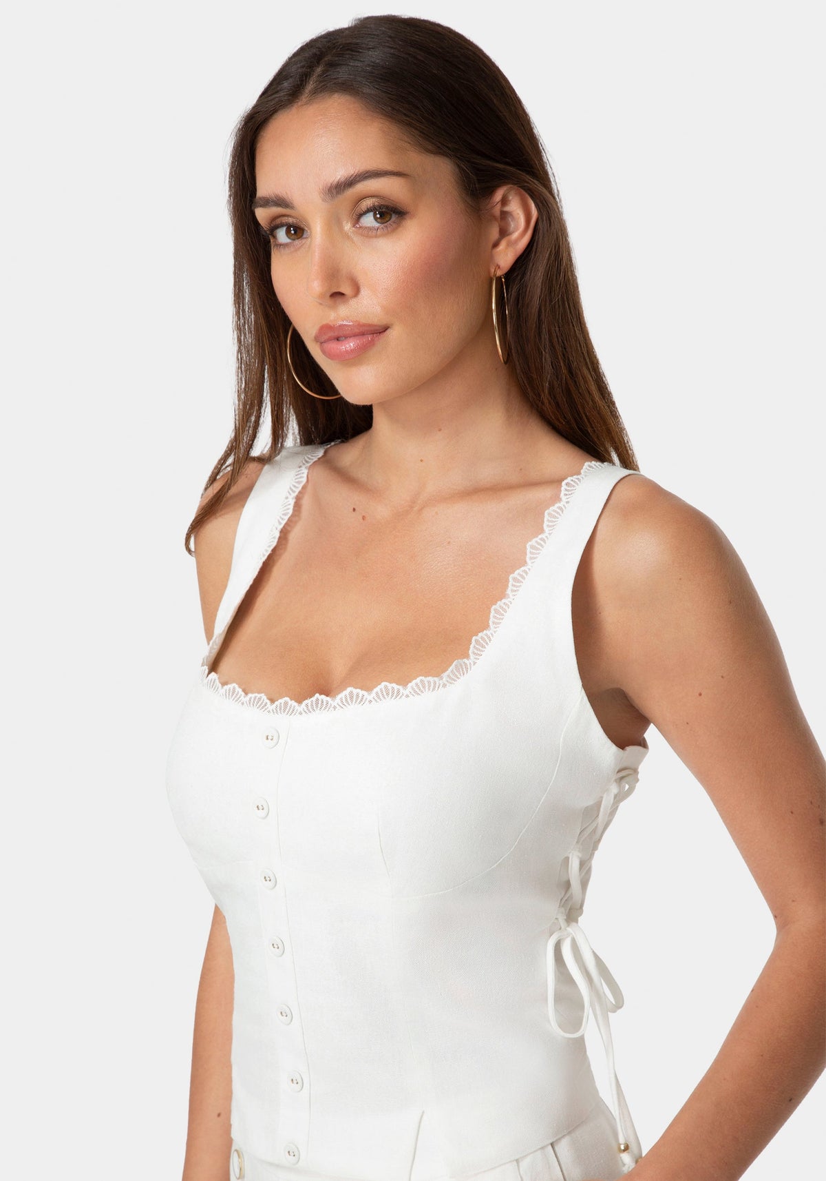 Bebe Lace-Up Linen Top