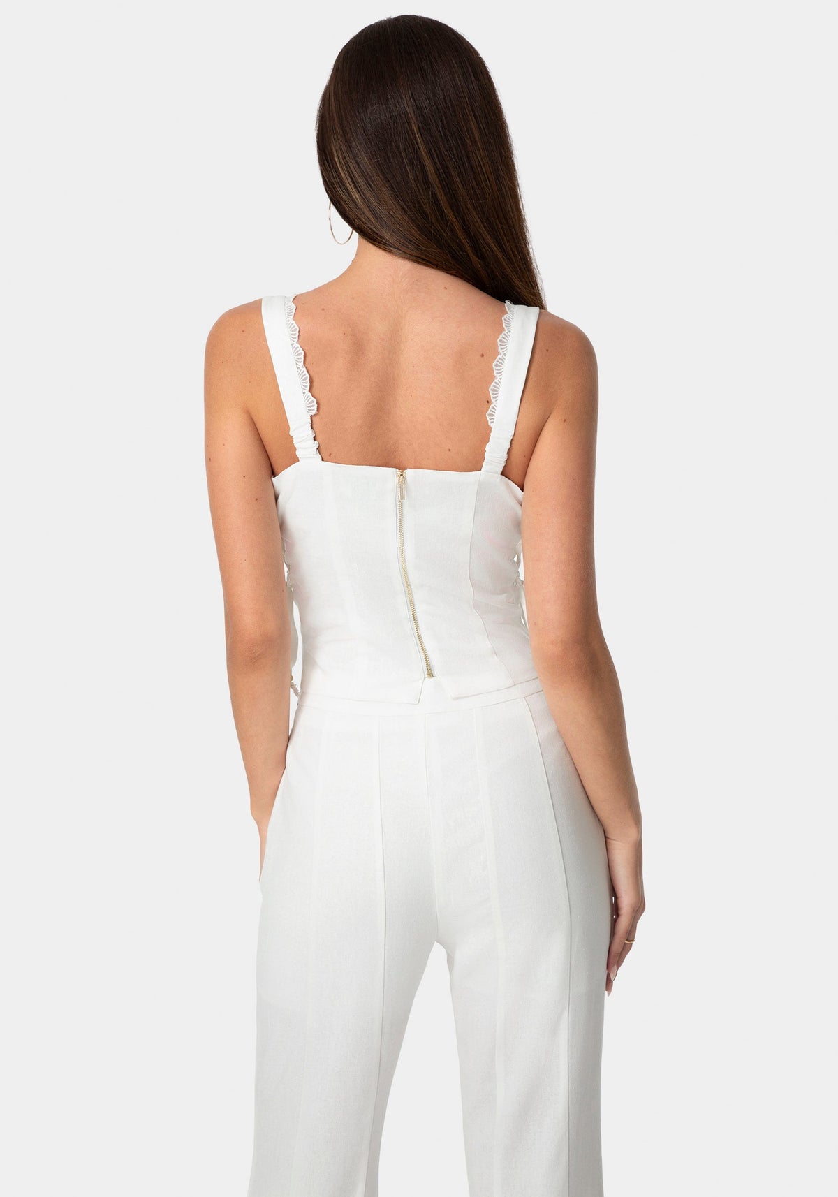 Bebe Lace-Up Linen Top